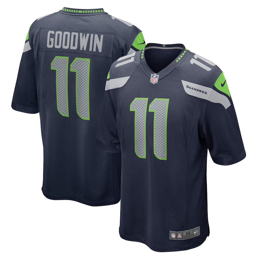 Men Seattle Seahawks 11 Marquise Goodwin Nike College Navy Home Game Player NFL Jersey